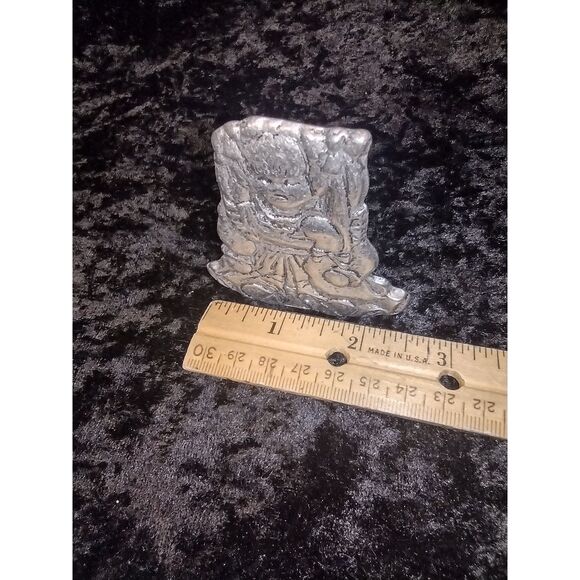 Vintage Carson Pewter Girl with Duck Candleholder Figure Home Decor Cottage Core - Picture 2 of 5